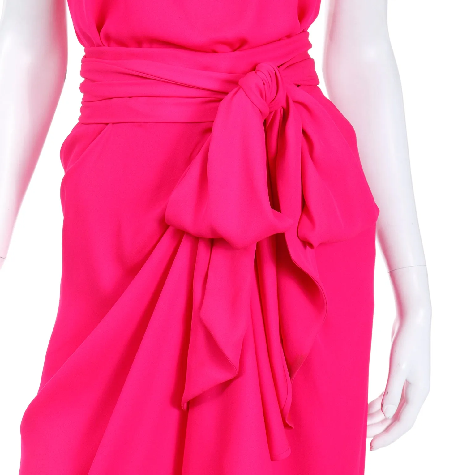 1990s Yves Saint Laurent Haute Couture Hot Pink Evening Dress