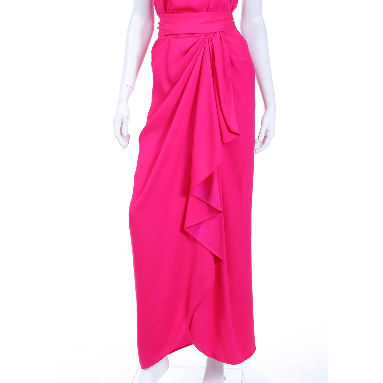 1990s Yves Saint Laurent Haute Couture Hot Pink Evening Dress