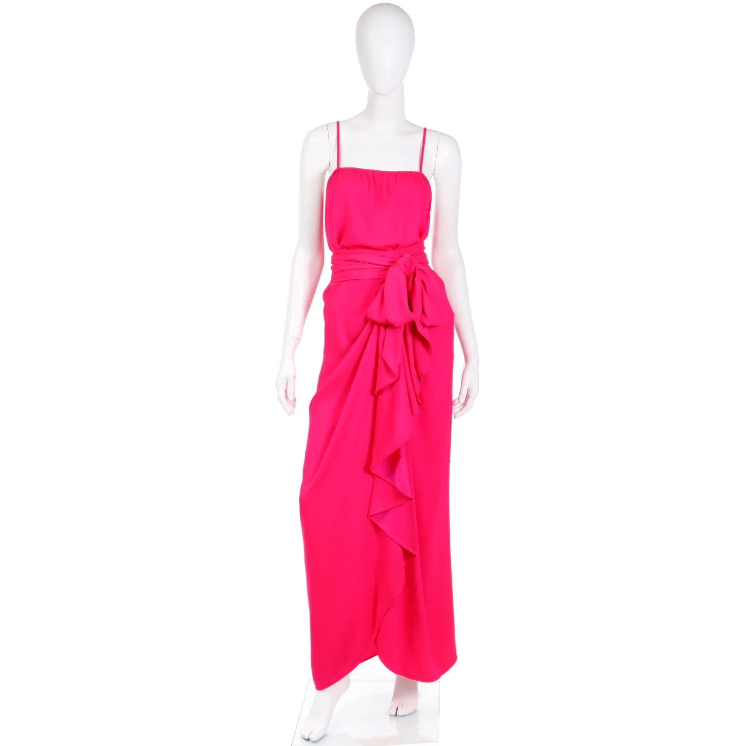 1990s Yves Saint Laurent Haute Couture Hot Pink Evening Dress