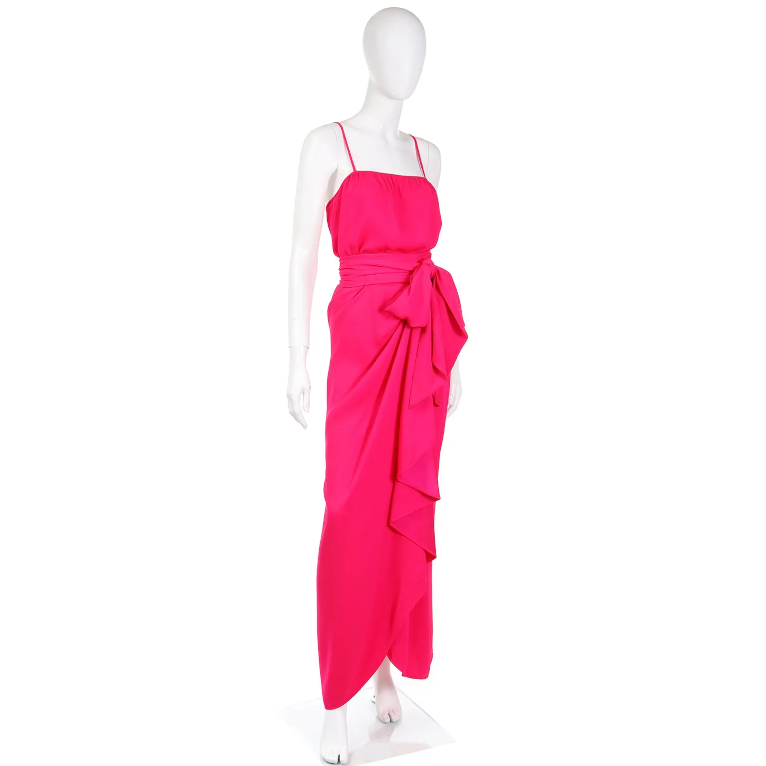 1990s Yves Saint Laurent Haute Couture Hot Pink Evening Dress