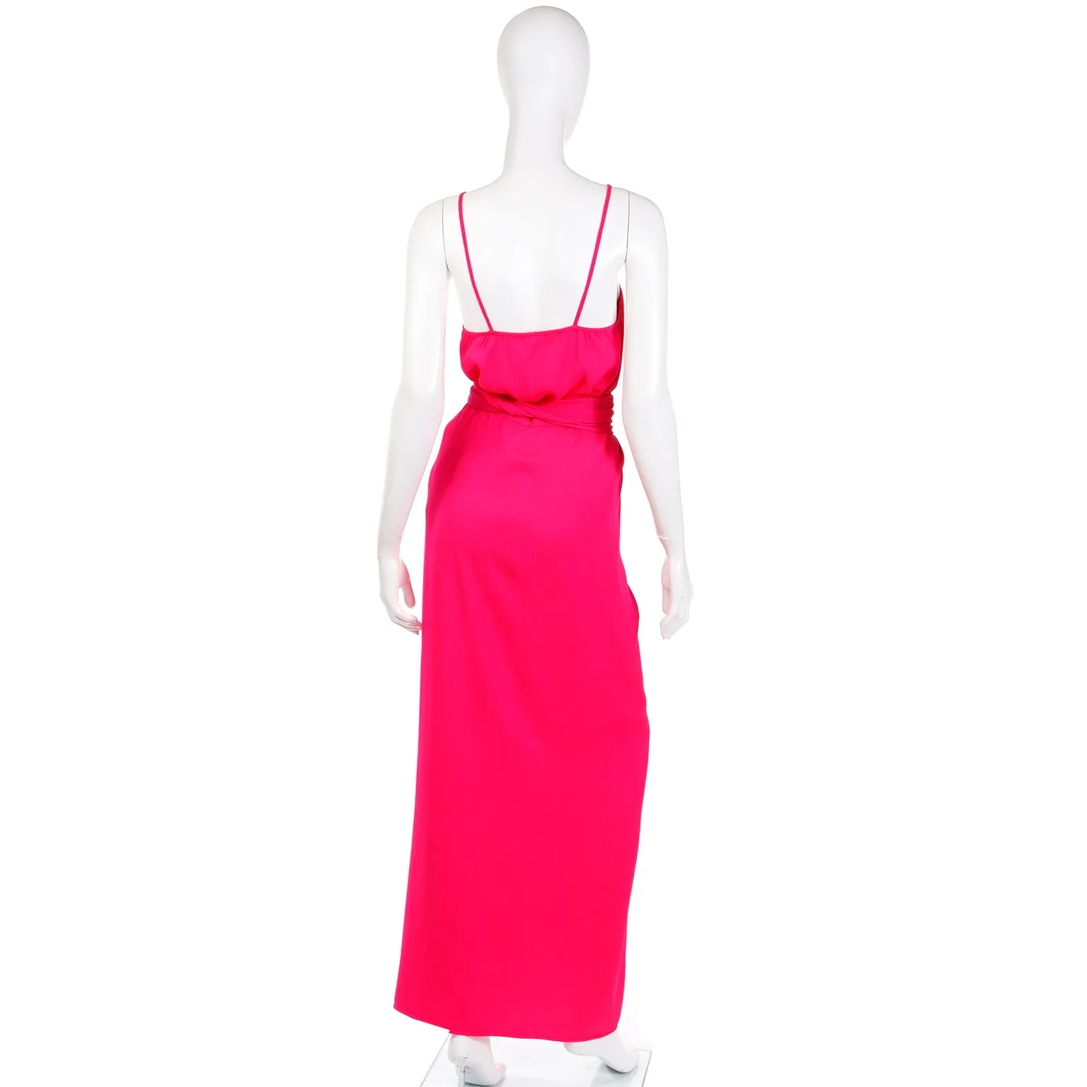 1990s Yves Saint Laurent Haute Couture Hot Pink Evening Dress
