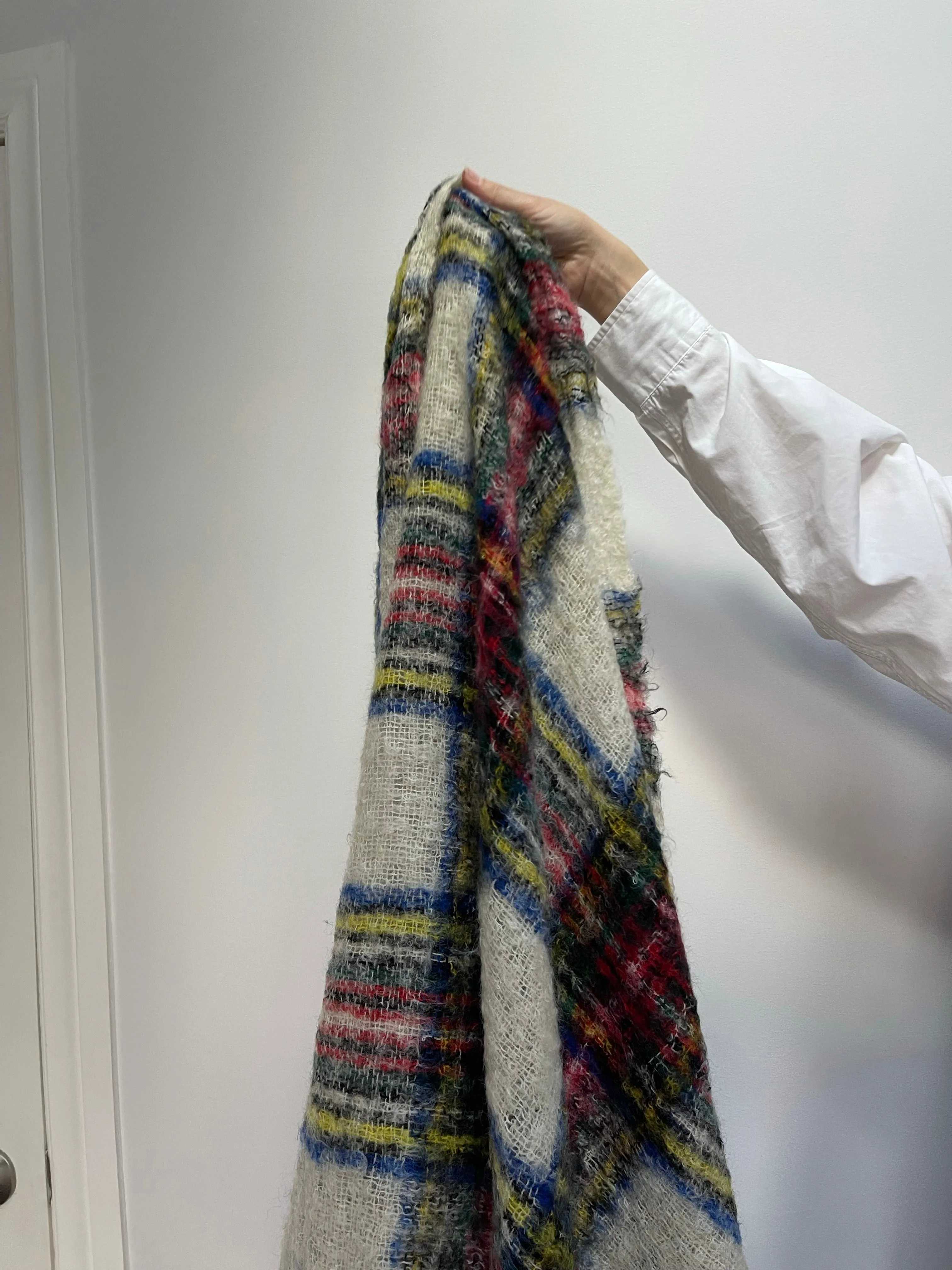 70s Glendevon Scotland Tasseled Mohair Blanket/Shawl