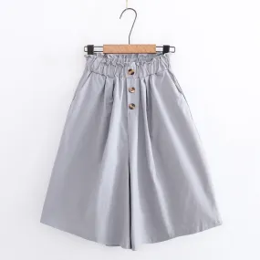 All-Matching Solid Colored Bermuda Shorts Women Loose Slim Look Wide Leg Pants Culottes Korean Bermuda Shorts