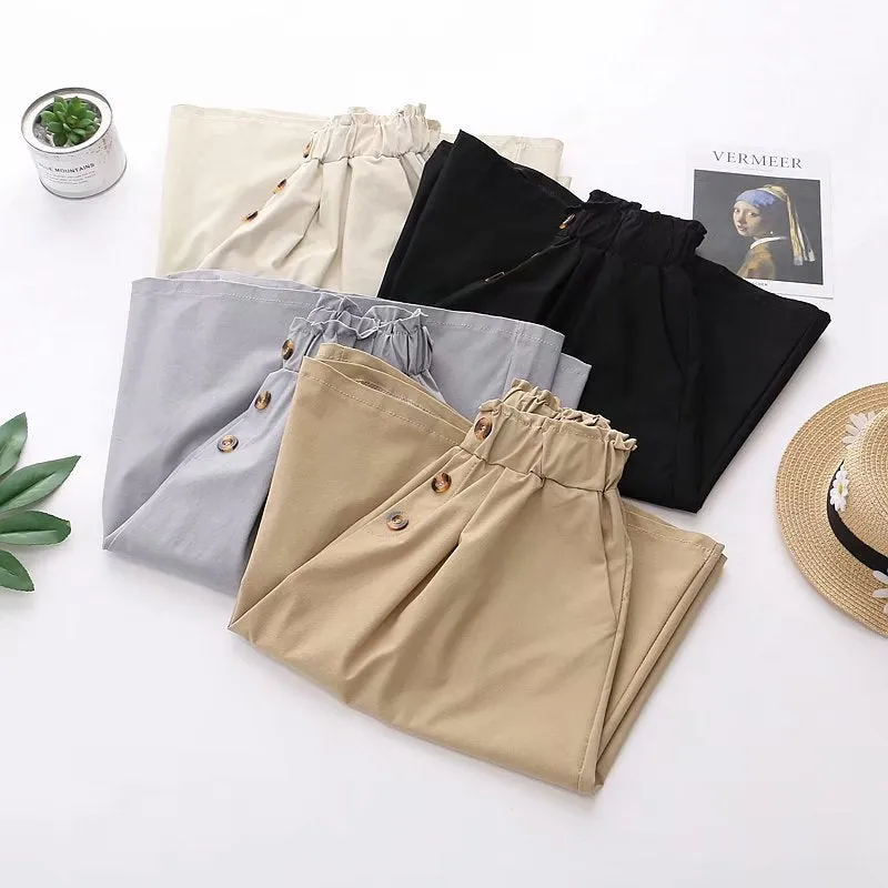 All-Matching Solid Colored Bermuda Shorts Women Loose Slim Look Wide Leg Pants Culottes Korean Bermuda Shorts