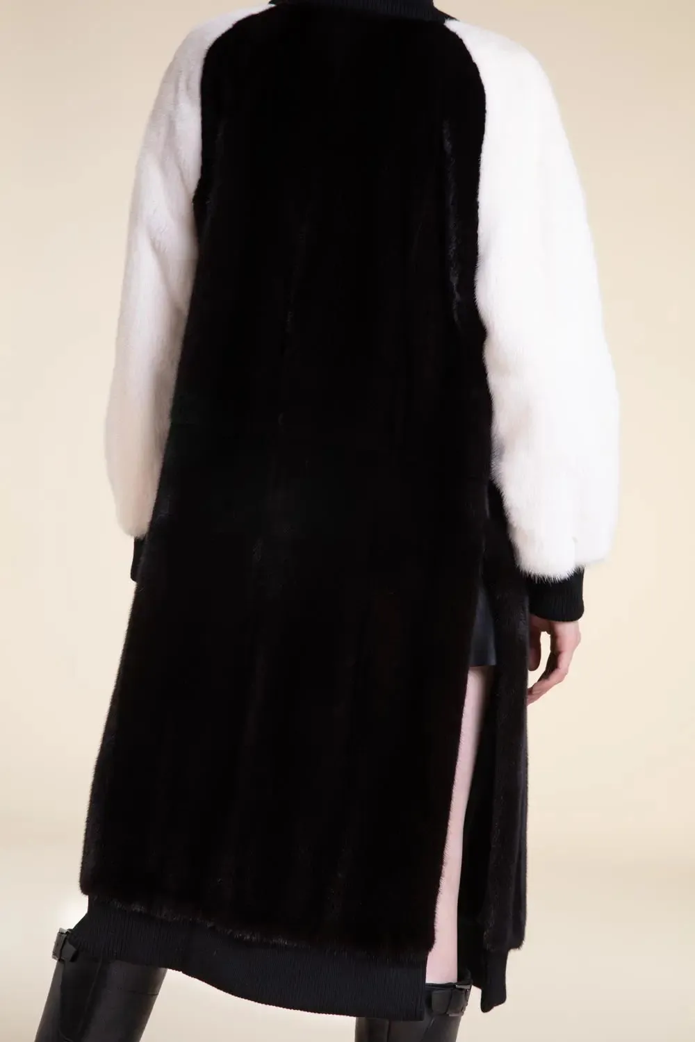 Black and white mink coat