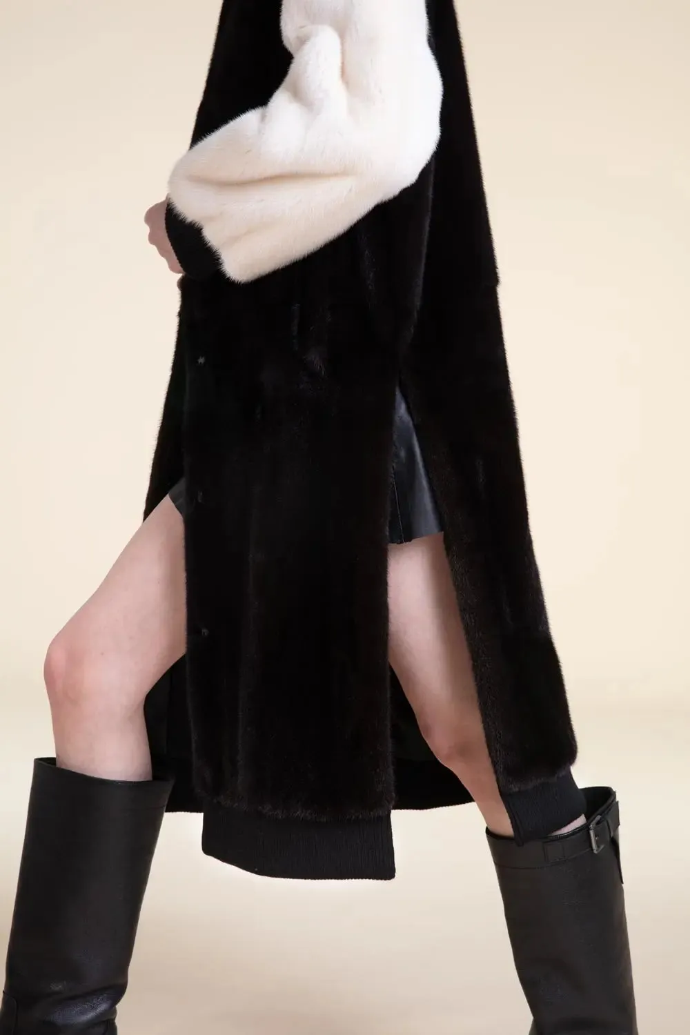 Black and white mink coat