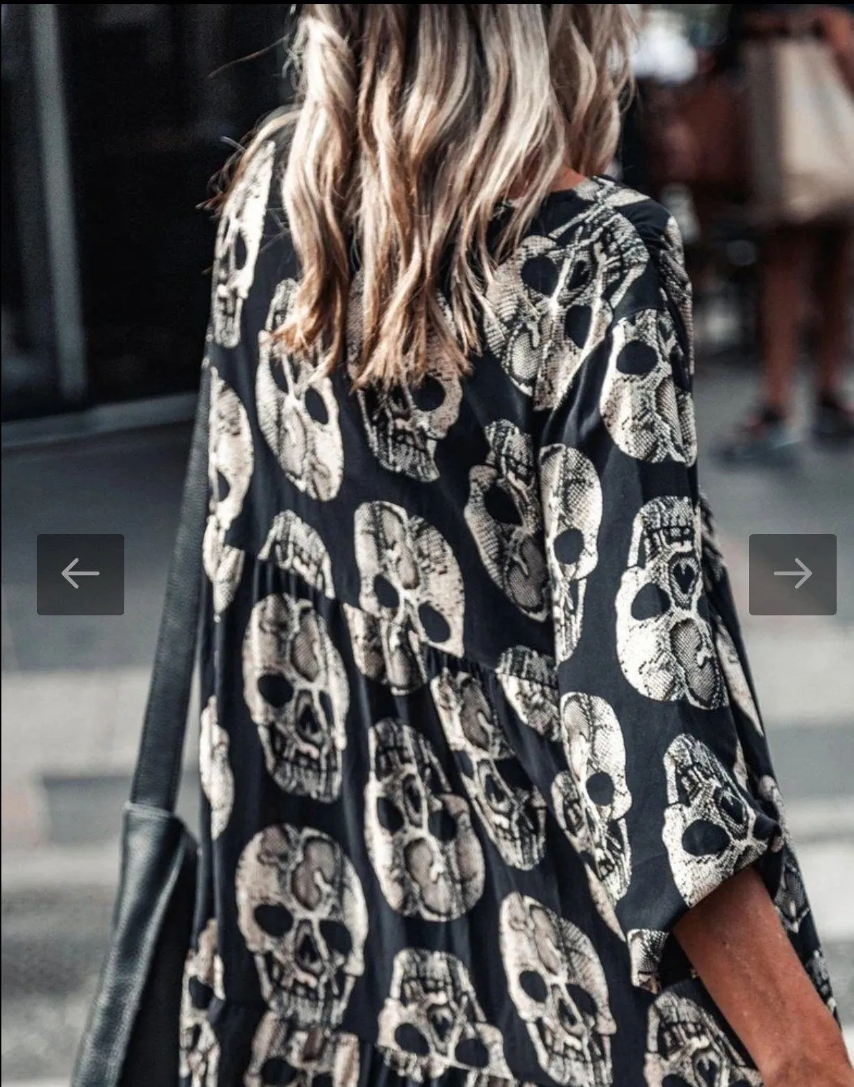 Black Skull Print Midaxi Dress