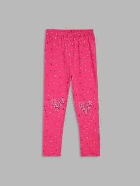 Blue Giraffe Girls Multicolor Printed Fitted Mid-Rise Leggings