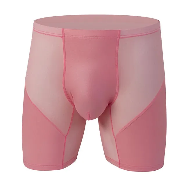 Breathable Mesh Leather Middle Long Boxer