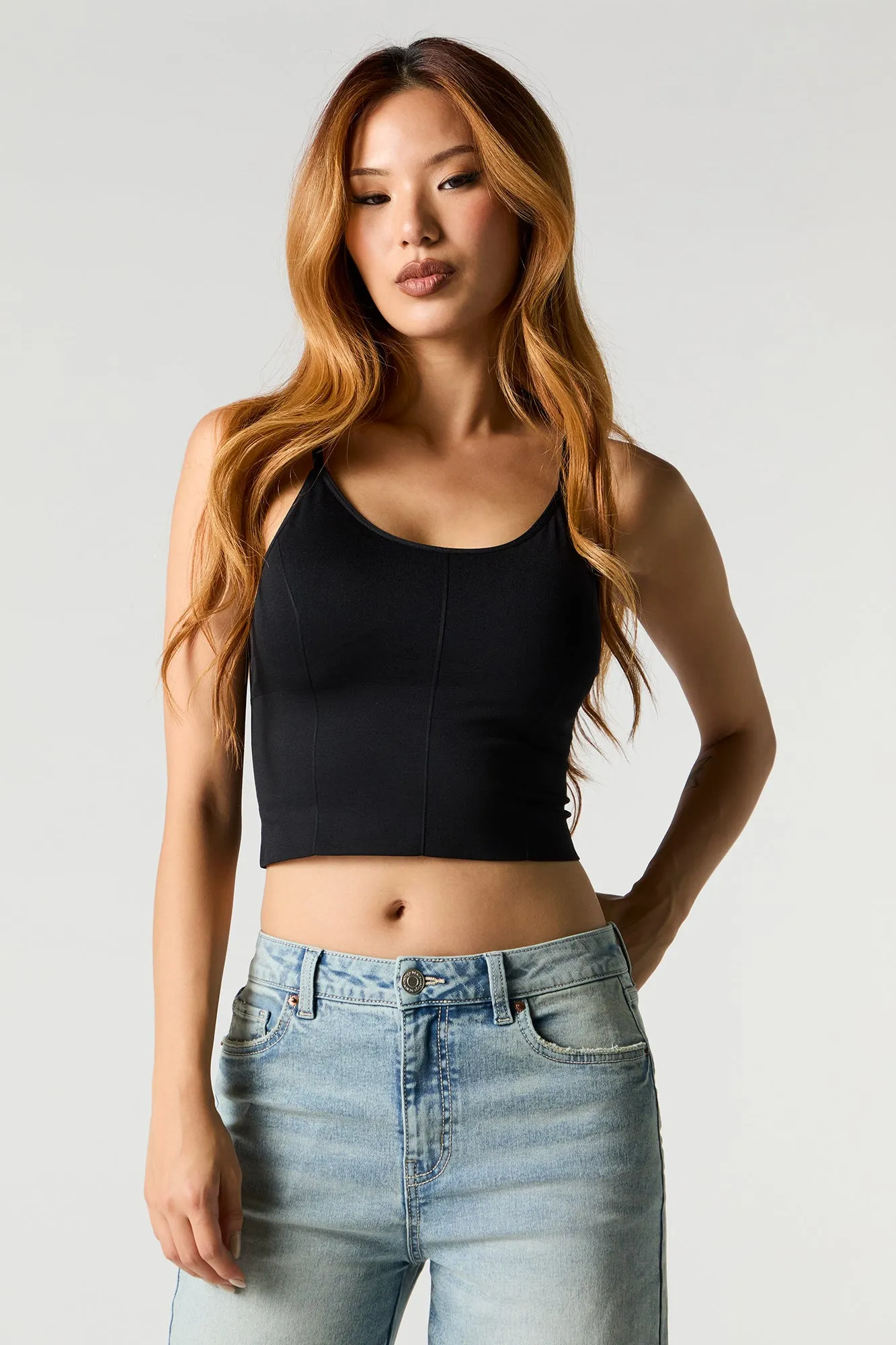 Camisole sans couture avec surpiqûres et bonnets intégrés