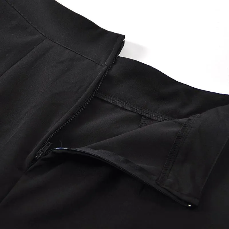 Chiffon Loose High Waist Pocket Wide Leg Shorts Women Thin Zipper Plus Size Slim Look A-Line Suits Culottes Summer Shorts