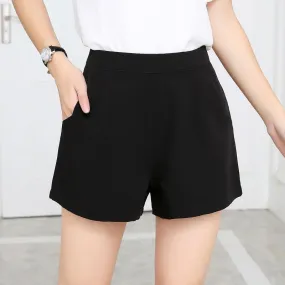 Chiffon Loose High Waist Pocket Wide Leg Shorts Women Thin Zipper Plus Size Slim Look A-Line Suits Culottes Summer Shorts