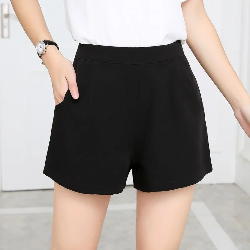 Chiffon Loose High Waist Pocket Wide Leg Shorts Women Thin Zipper Plus Size Slim Look A-Line Suits Culottes Summer Shorts