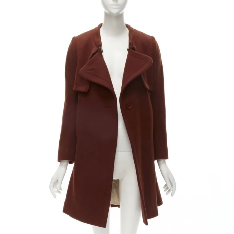 CHLOE 2015 brick red wool toggle belt long coat FR38 M