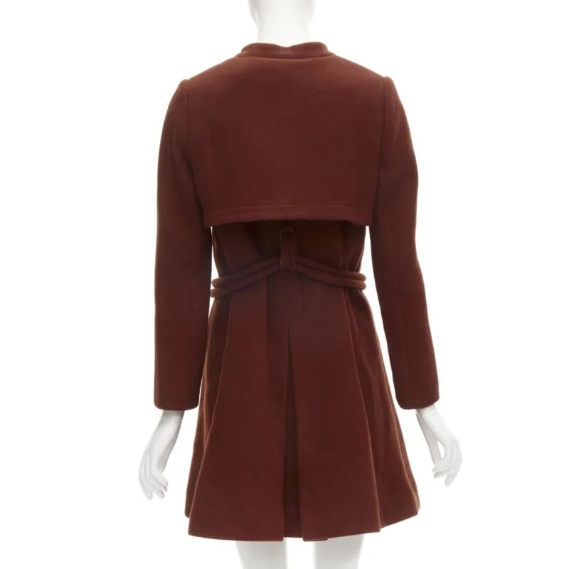 CHLOE 2015 brick red wool toggle belt long coat FR38 M