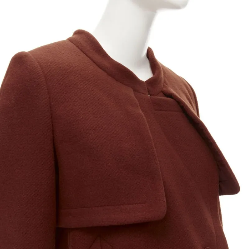 CHLOE 2015 brick red wool toggle belt long coat FR38 M