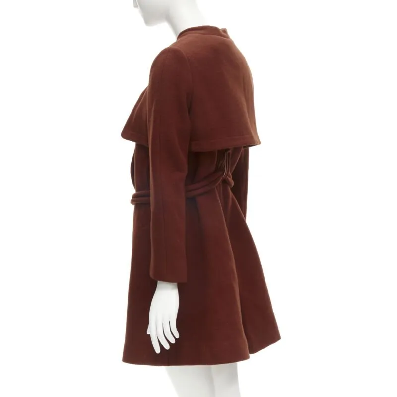 CHLOE 2015 brick red wool toggle belt long coat FR38 M