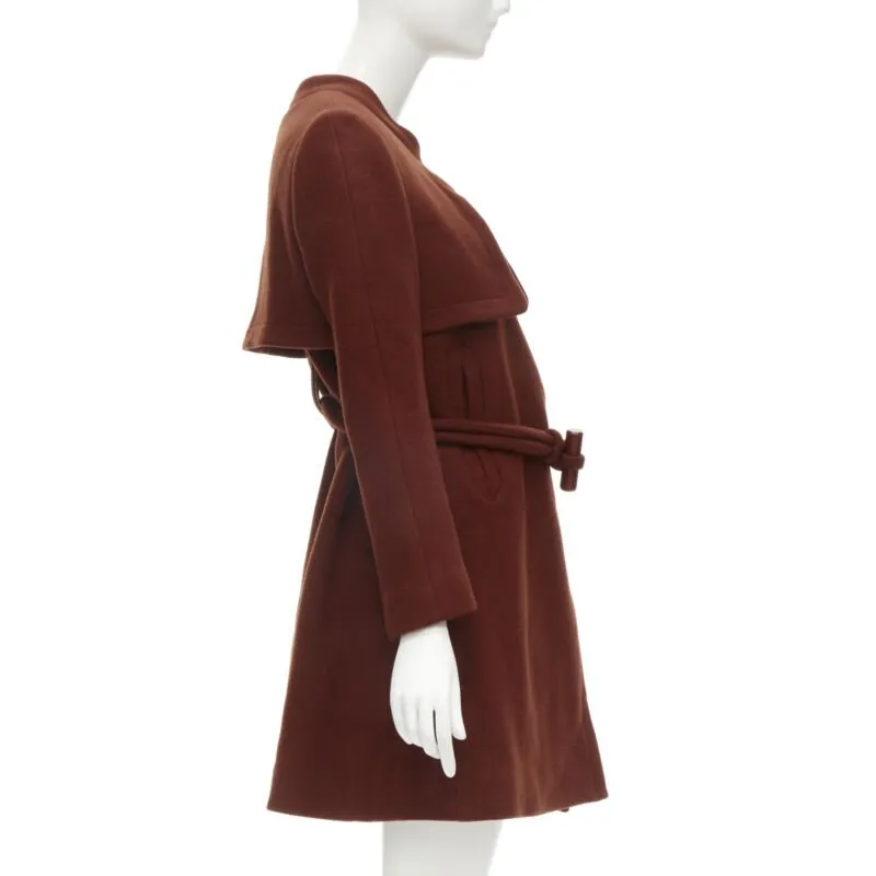 CHLOE 2015 brick red wool toggle belt long coat FR38 M