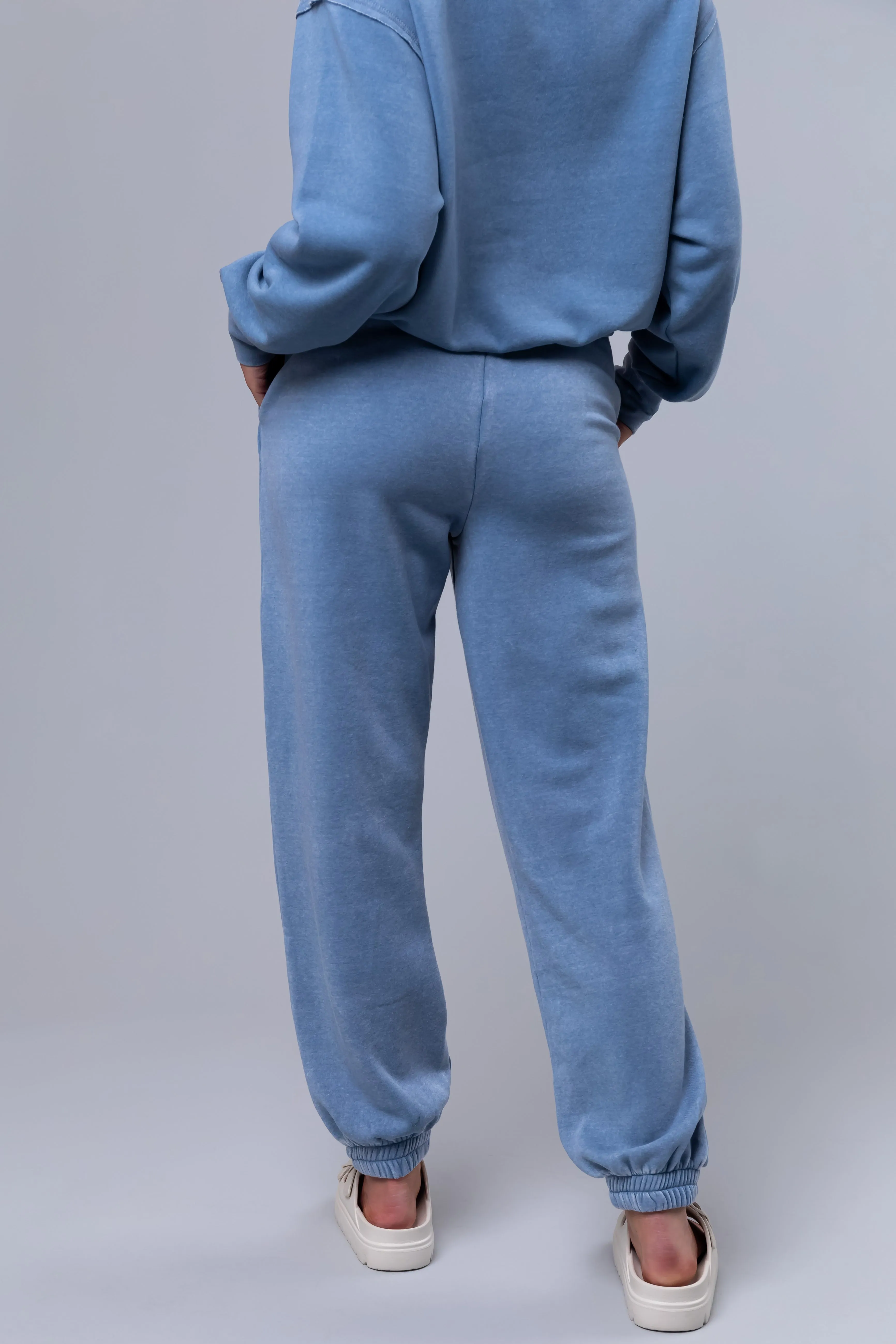 Cornflower Washed High Rise Drawstring Joggers