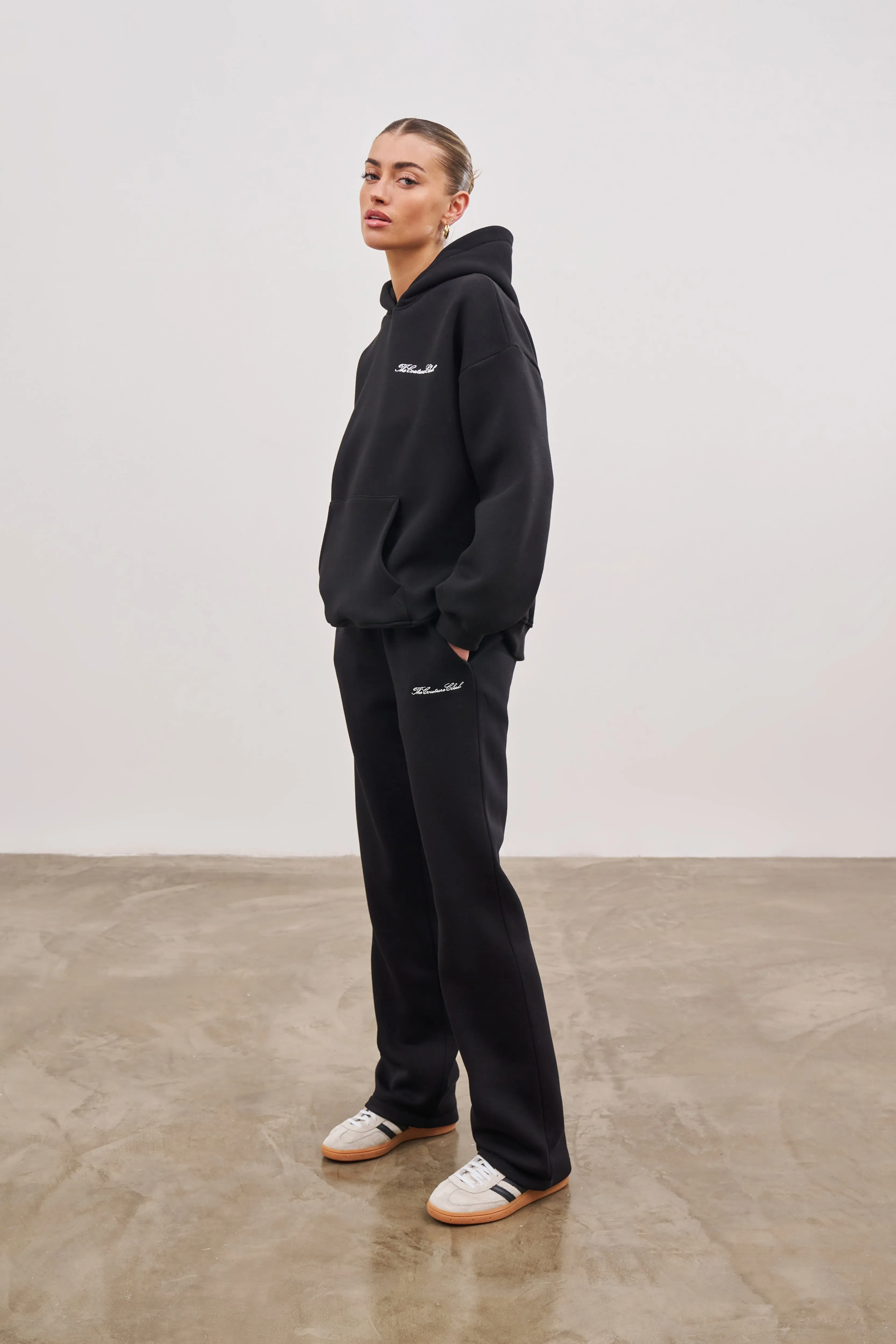 COUTURE SCRIPT STRAIGHT LEG JOGGERS - BLACK