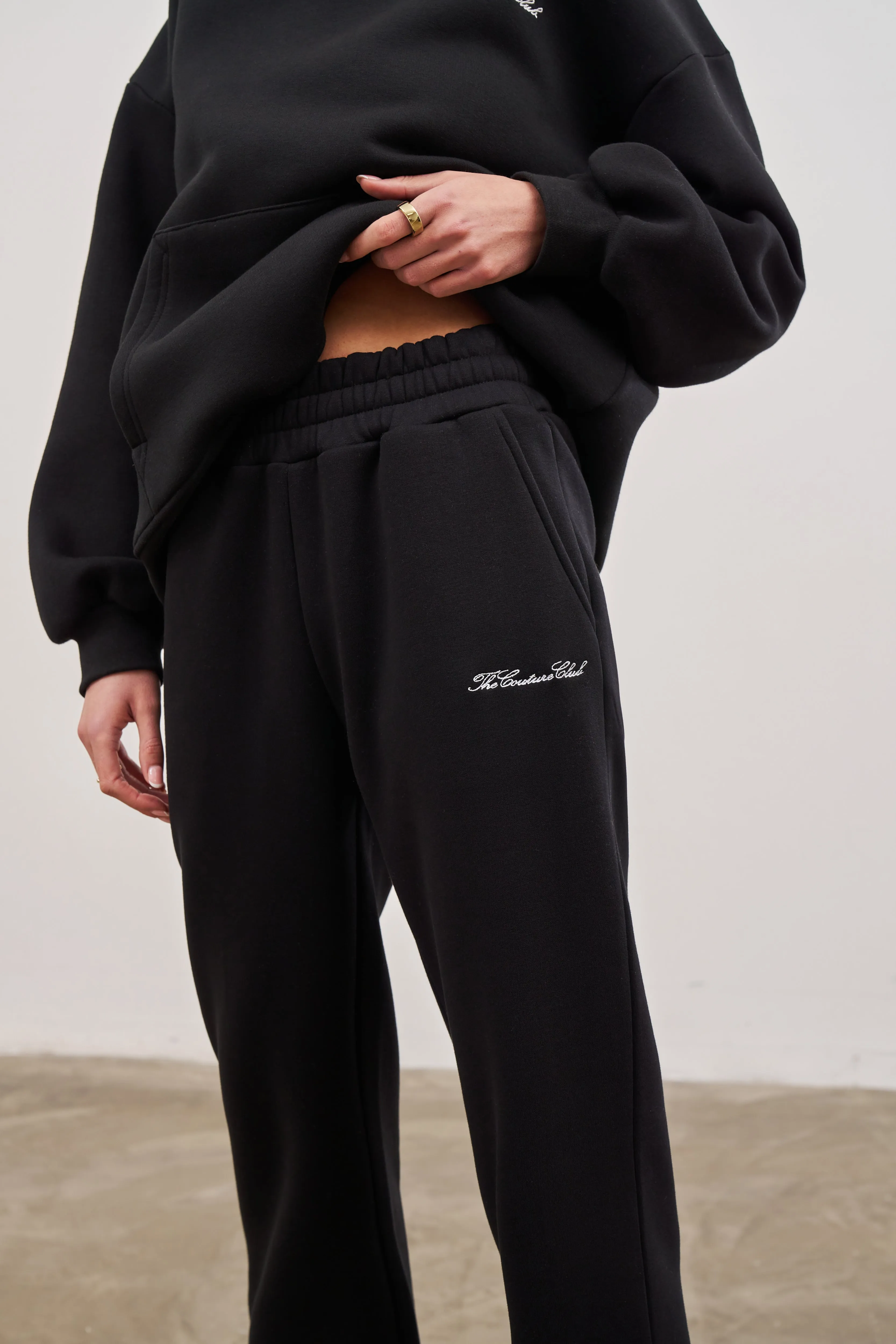 COUTURE SCRIPT STRAIGHT LEG JOGGERS - BLACK