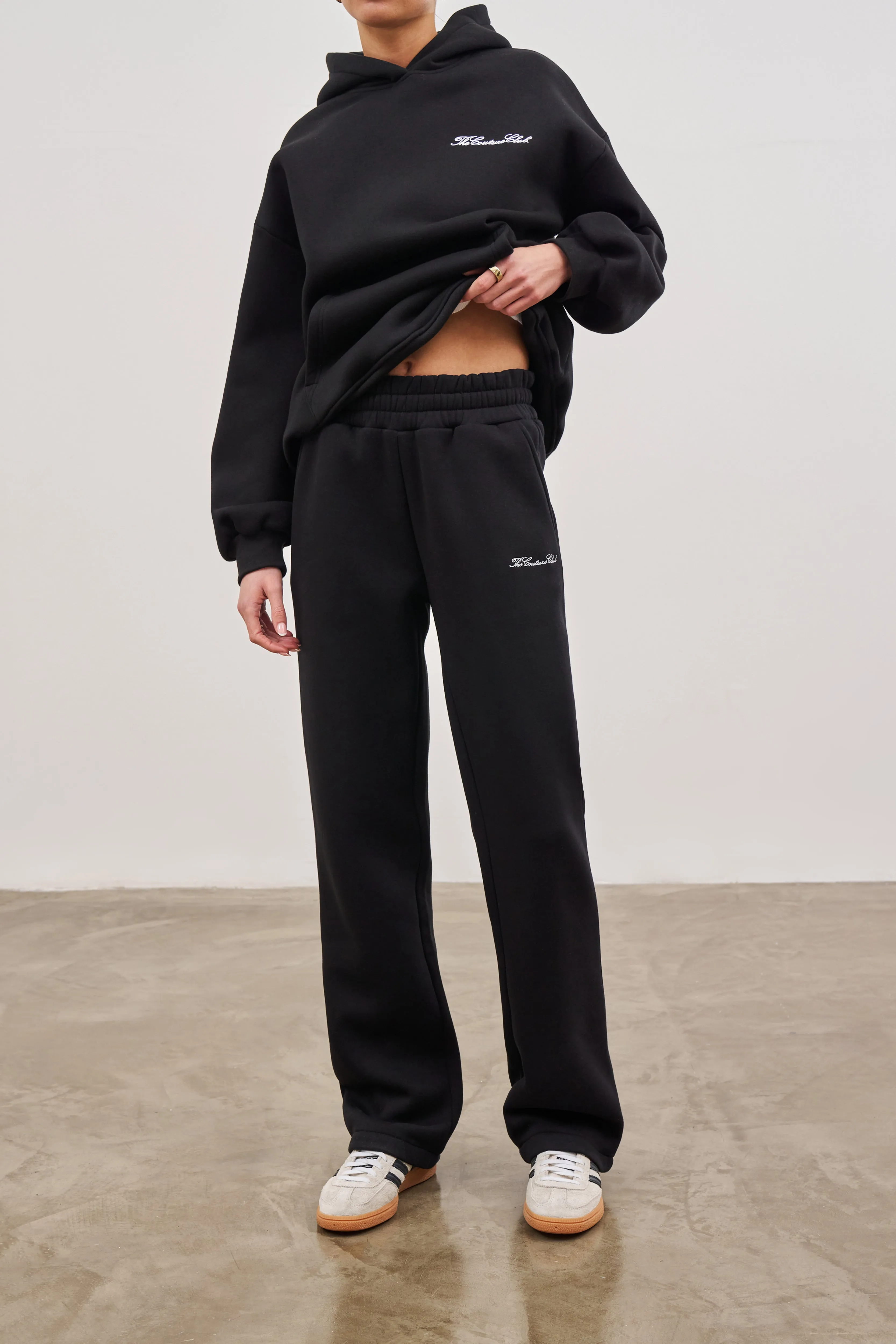 COUTURE SCRIPT STRAIGHT LEG JOGGERS - BLACK