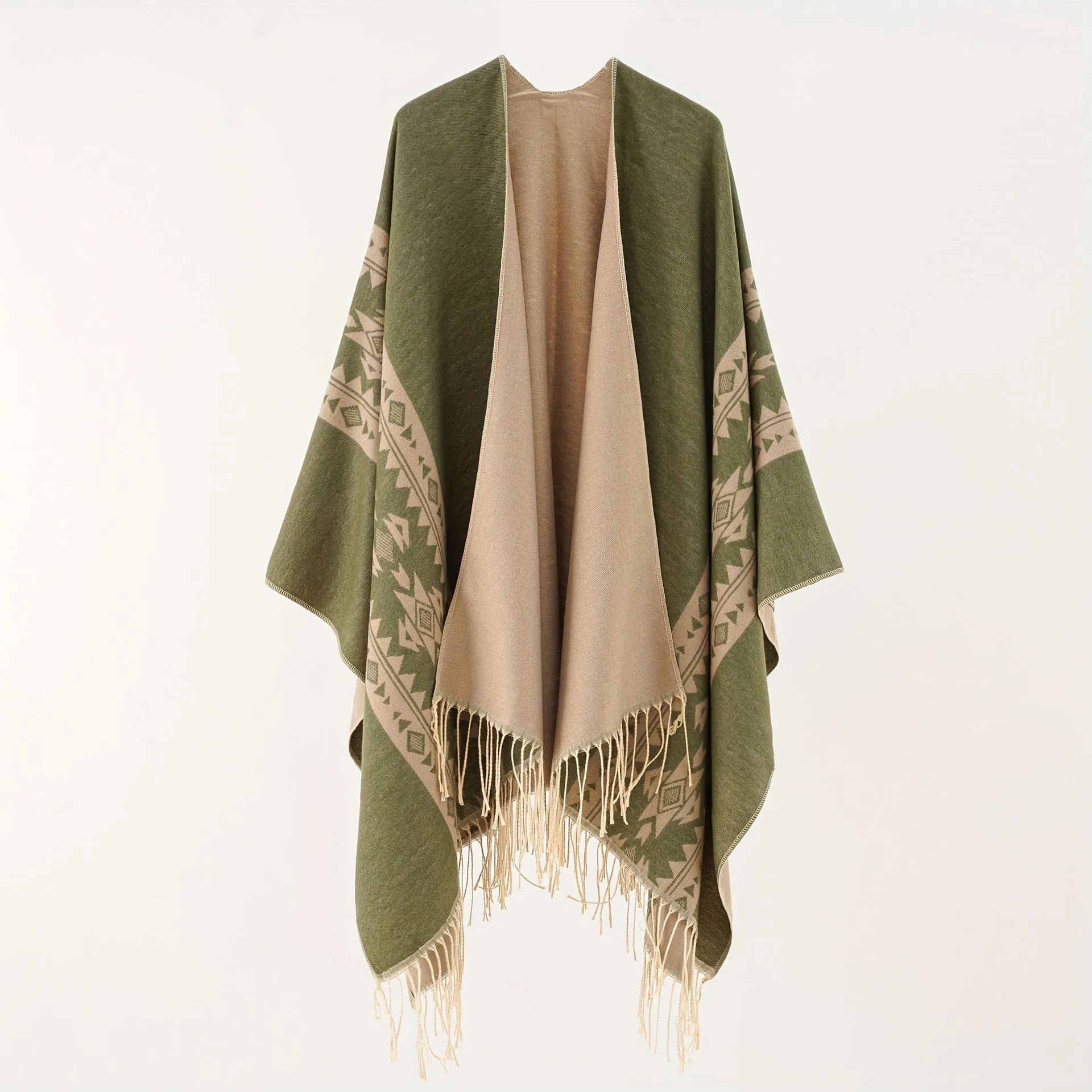 Cozy Graphic Print Thick Windproof Shawls for Outdoor Activities
