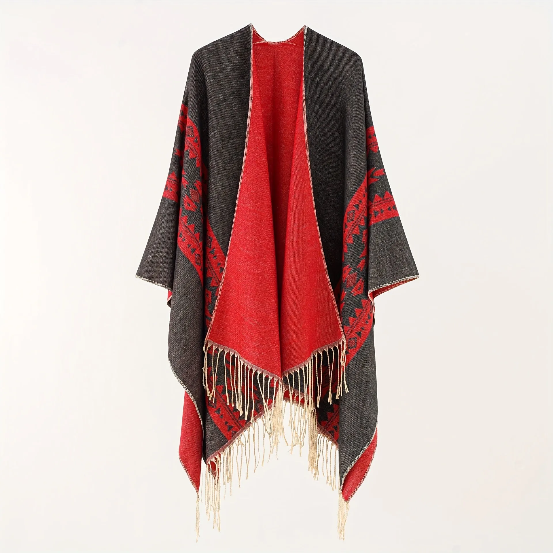 Cozy Graphic Print Thick Windproof Shawls for Outdoor Activities