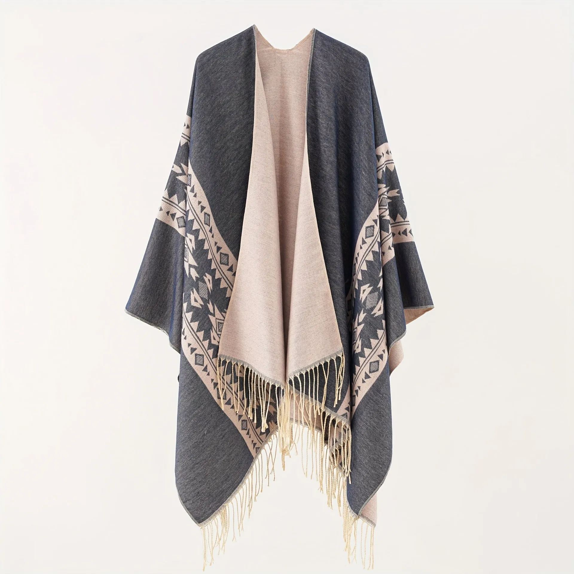 Cozy Graphic Print Thick Windproof Shawls for Outdoor Activities