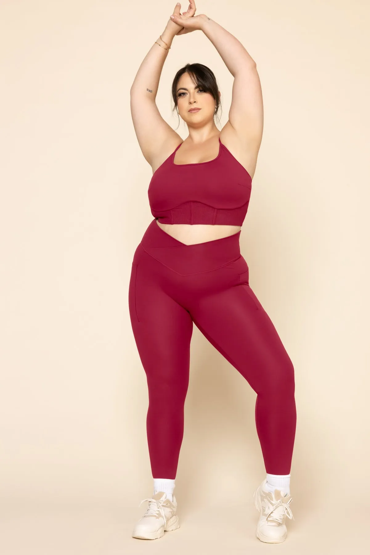 Crisscross Hourglass® Leggings with Pockets - Ruby