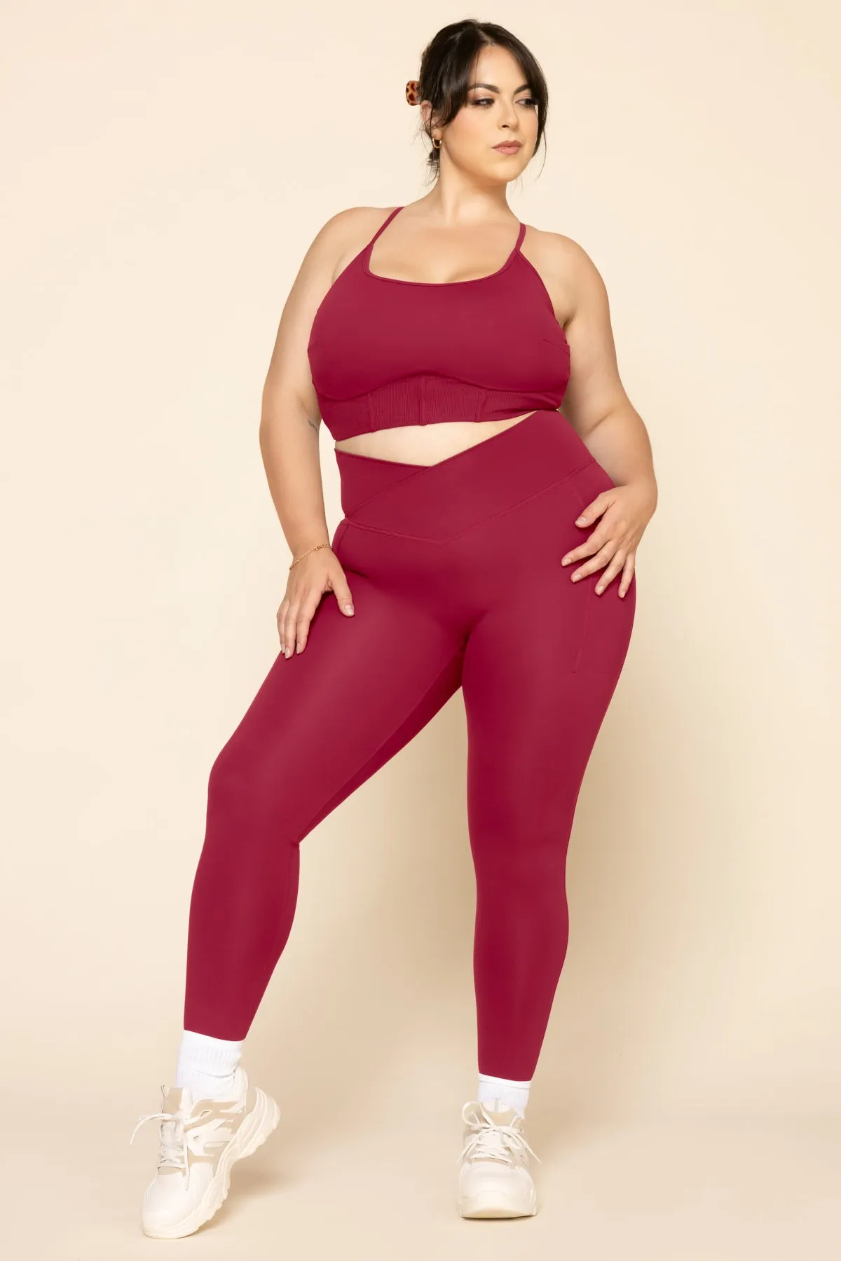 Crisscross Hourglass® Leggings with Pockets - Ruby