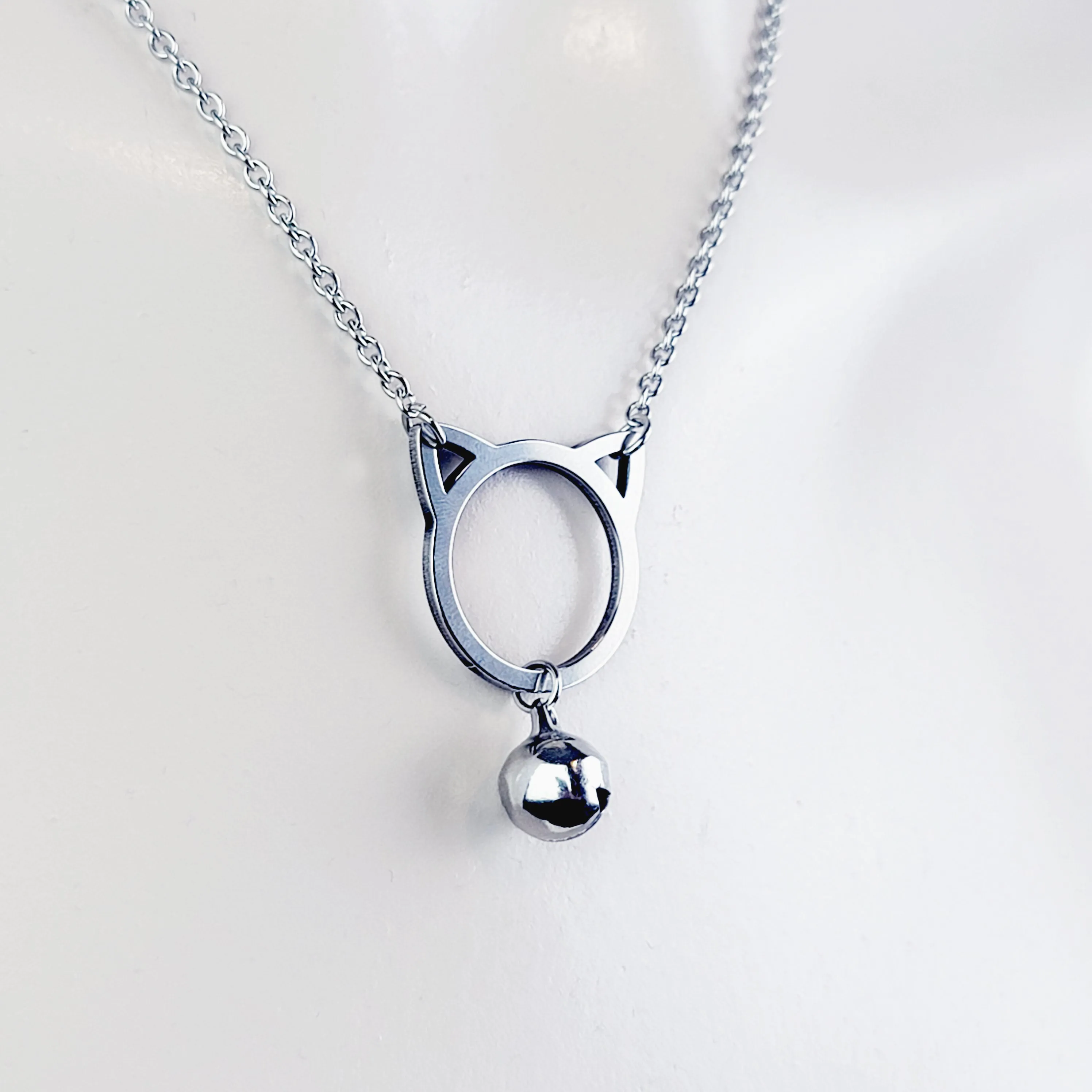 Discreet Day Collar. Stainless Steel Kitten with Bell. BDSM