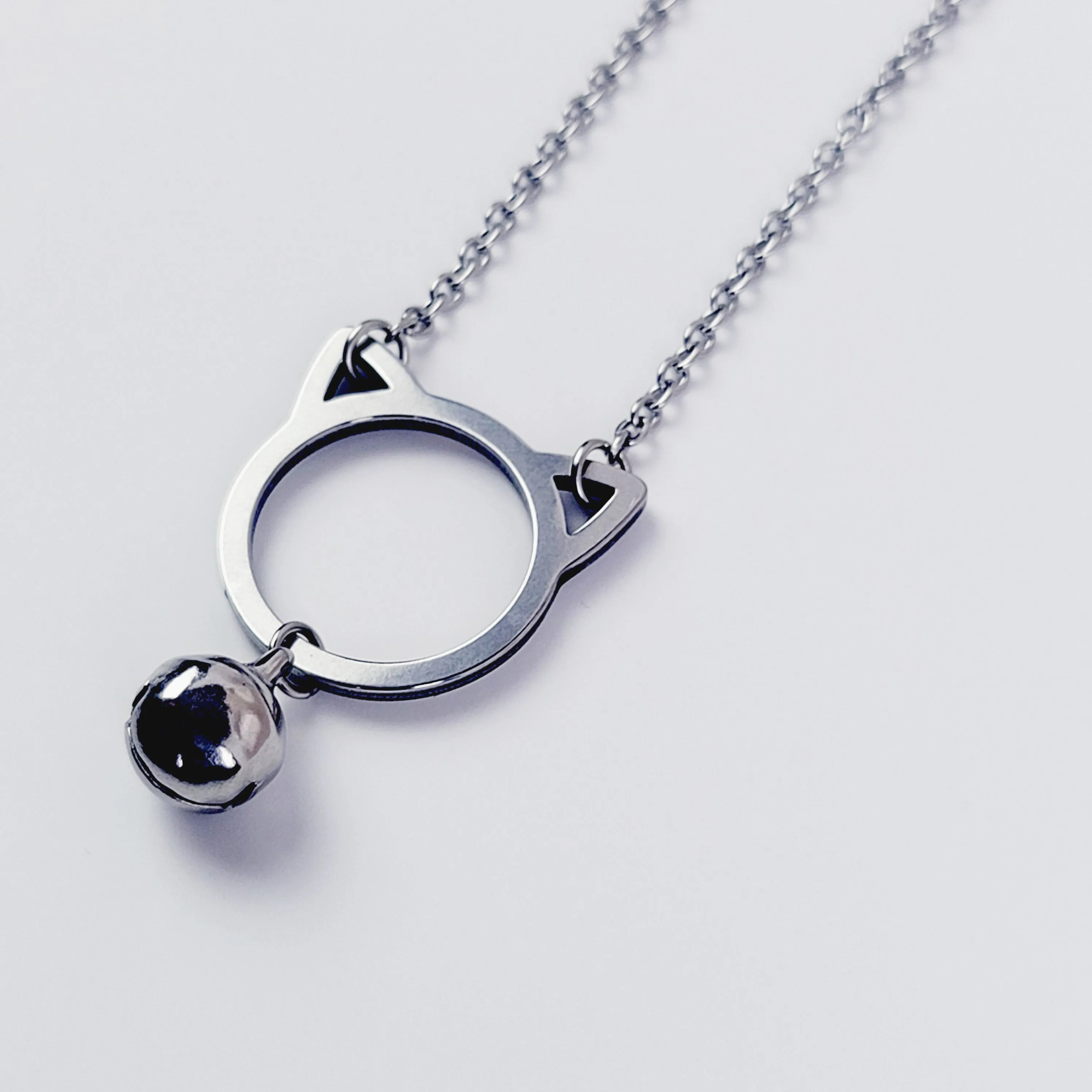 Discreet Day Collar. Stainless Steel Kitten with Bell. BDSM