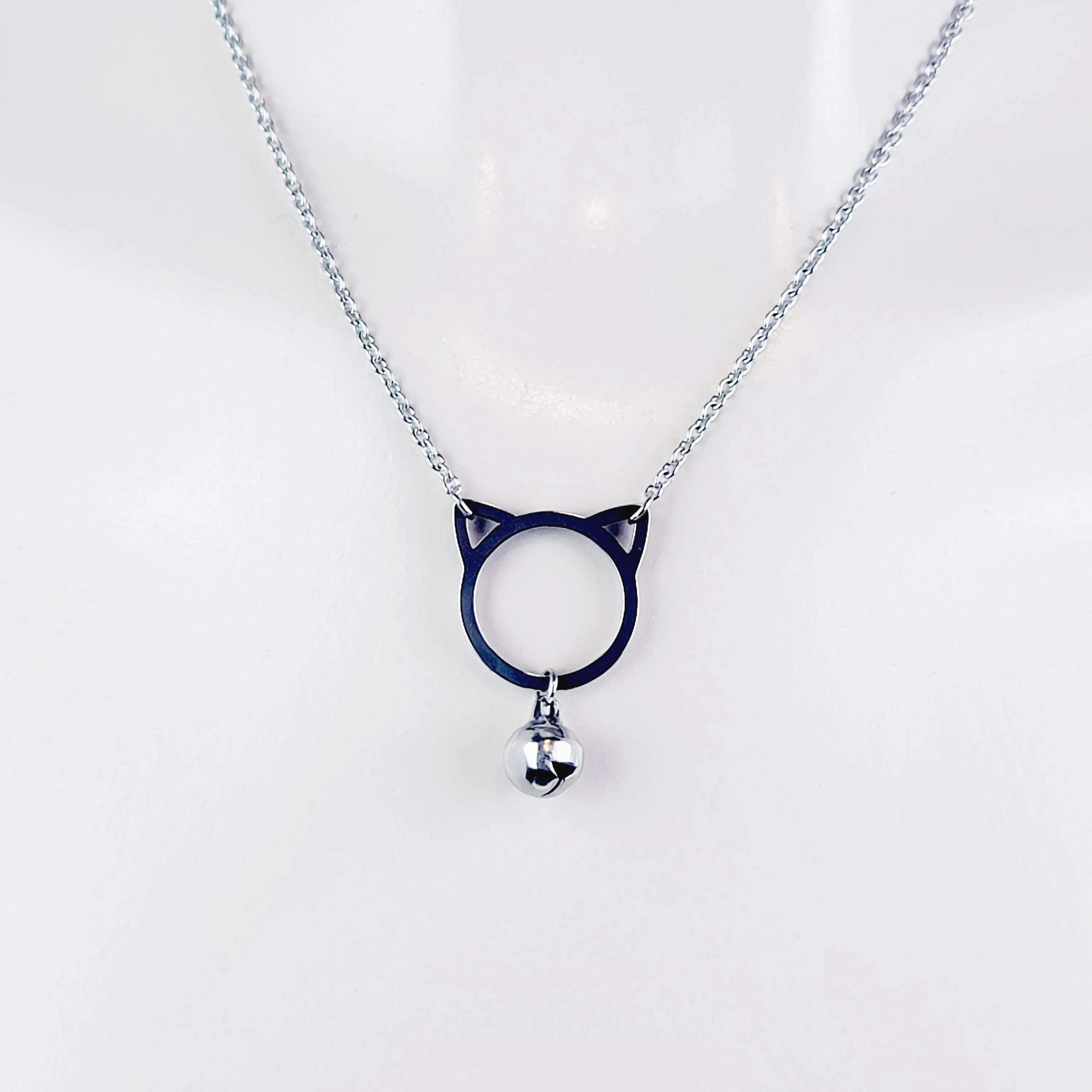 Discreet Day Collar. Stainless Steel Kitten with Bell. BDSM