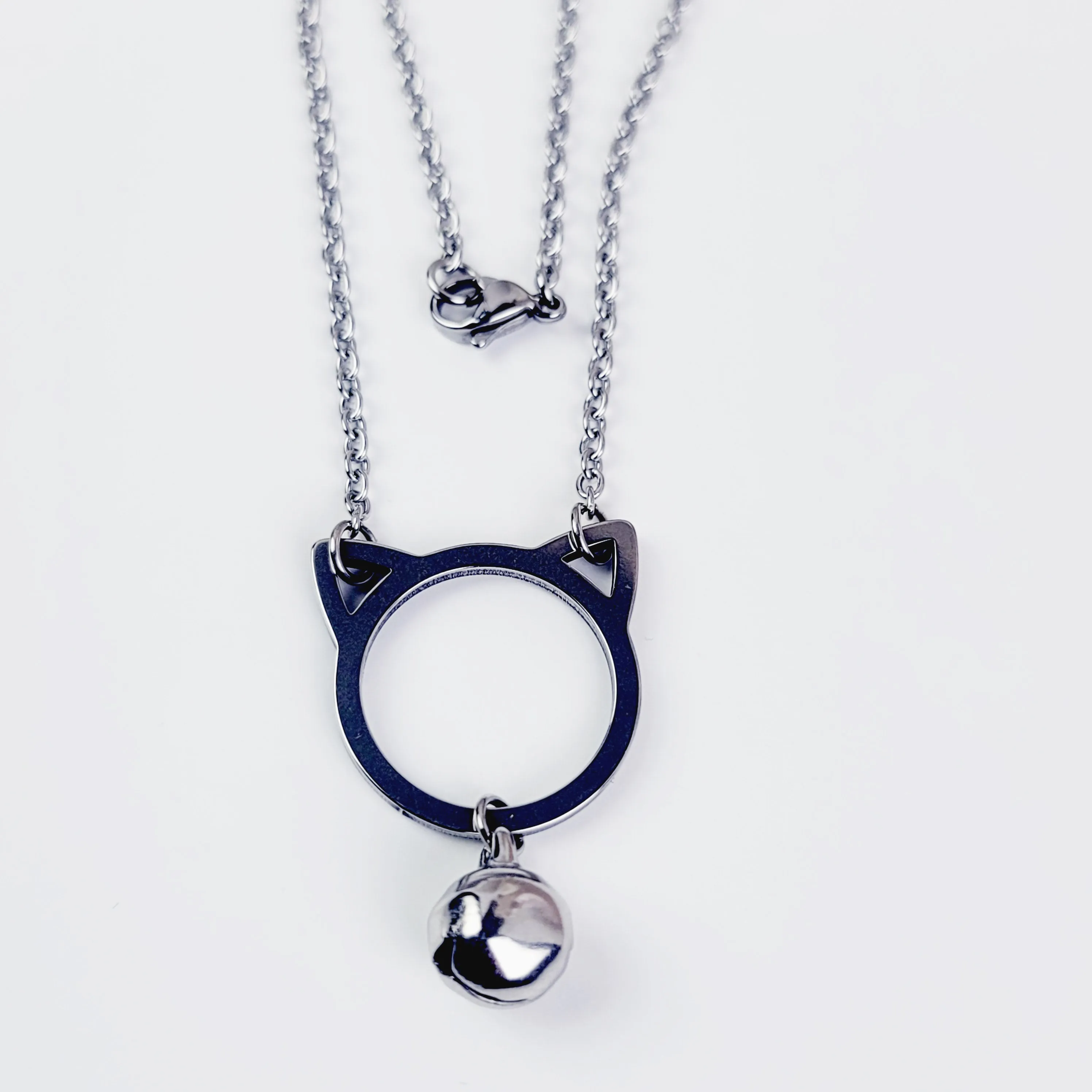 Discreet Day Collar. Stainless Steel Kitten with Bell. BDSM