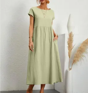 Embrace Vintage Charm: Elegant Solid Color Dress: Summer Style Statement