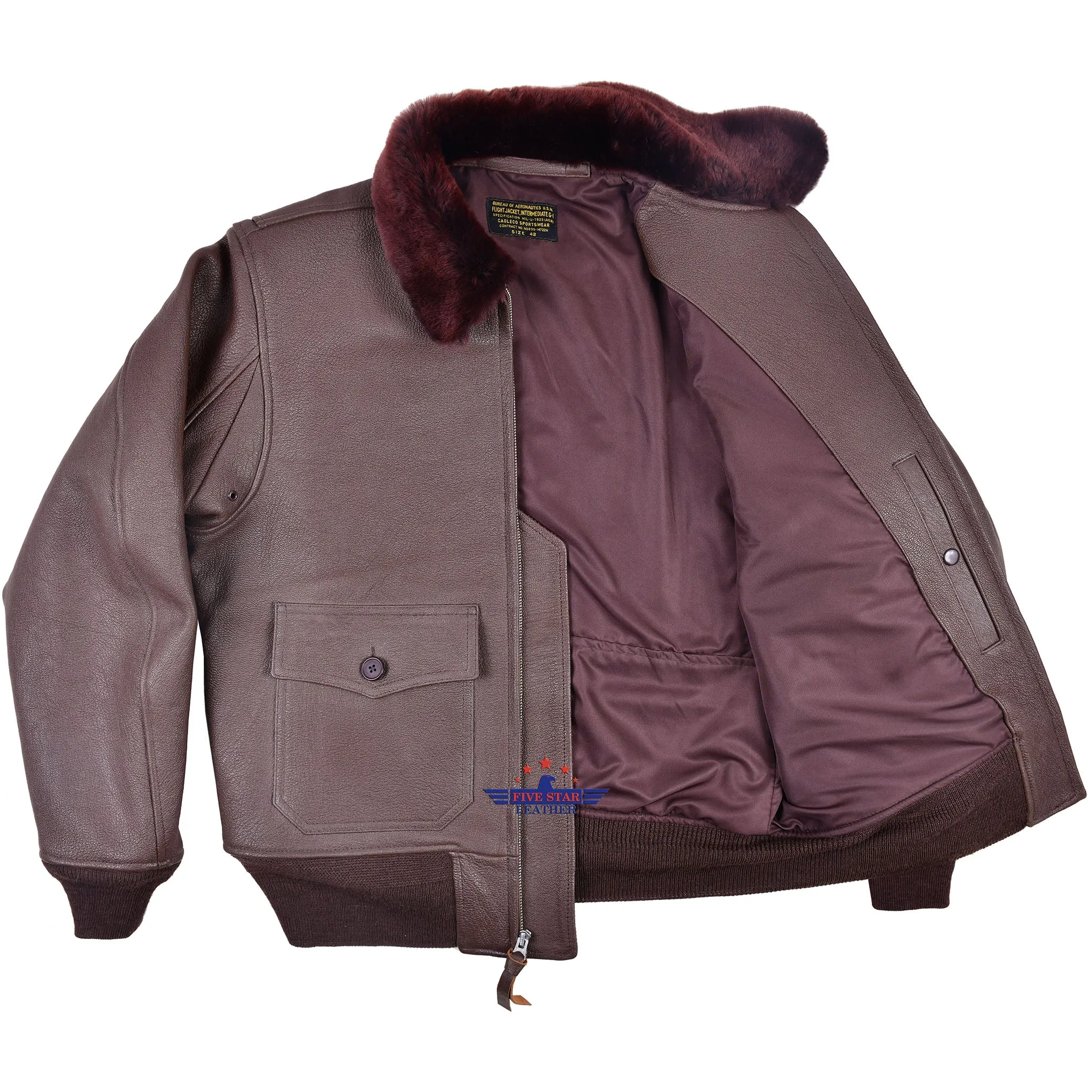 FiveStar Leather Repro G1 Cagleco Sportswear Jacket Mid Brown Goatskin