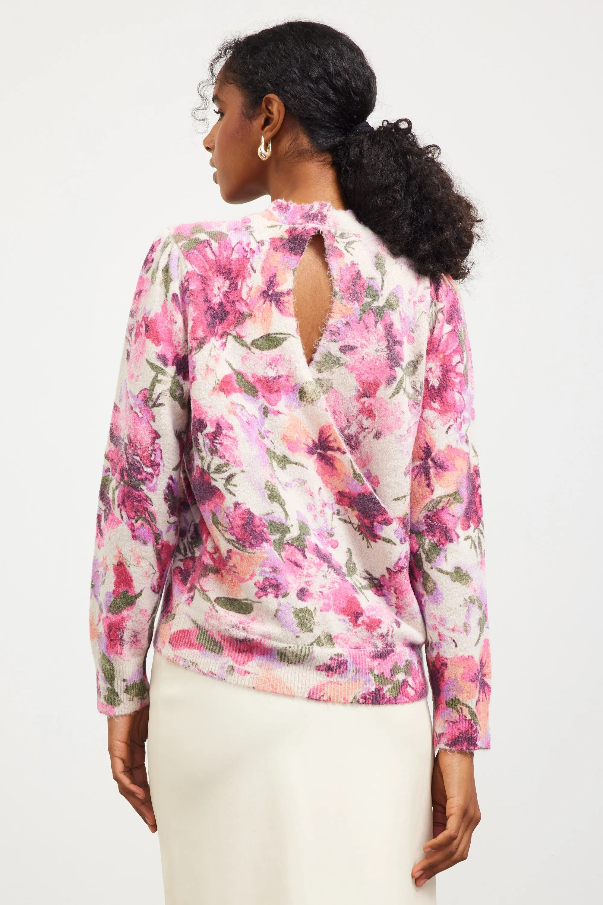 Floral Mock Neck Sweater