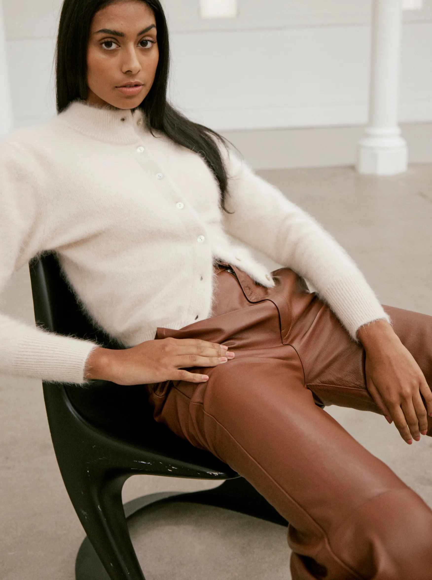 GIANNA LEATHER TROUSER - WHISKEY