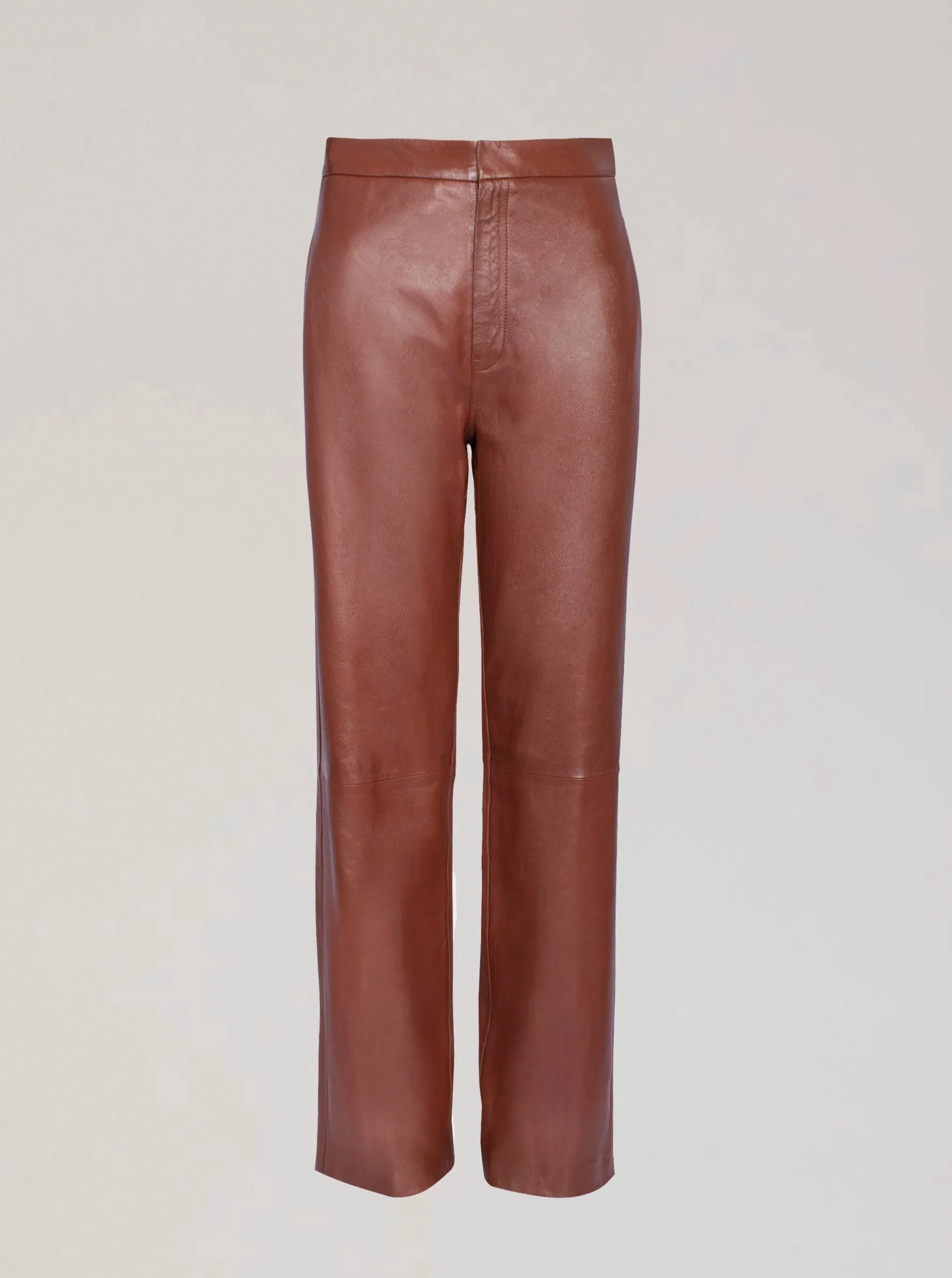 GIANNA LEATHER TROUSER - WHISKEY