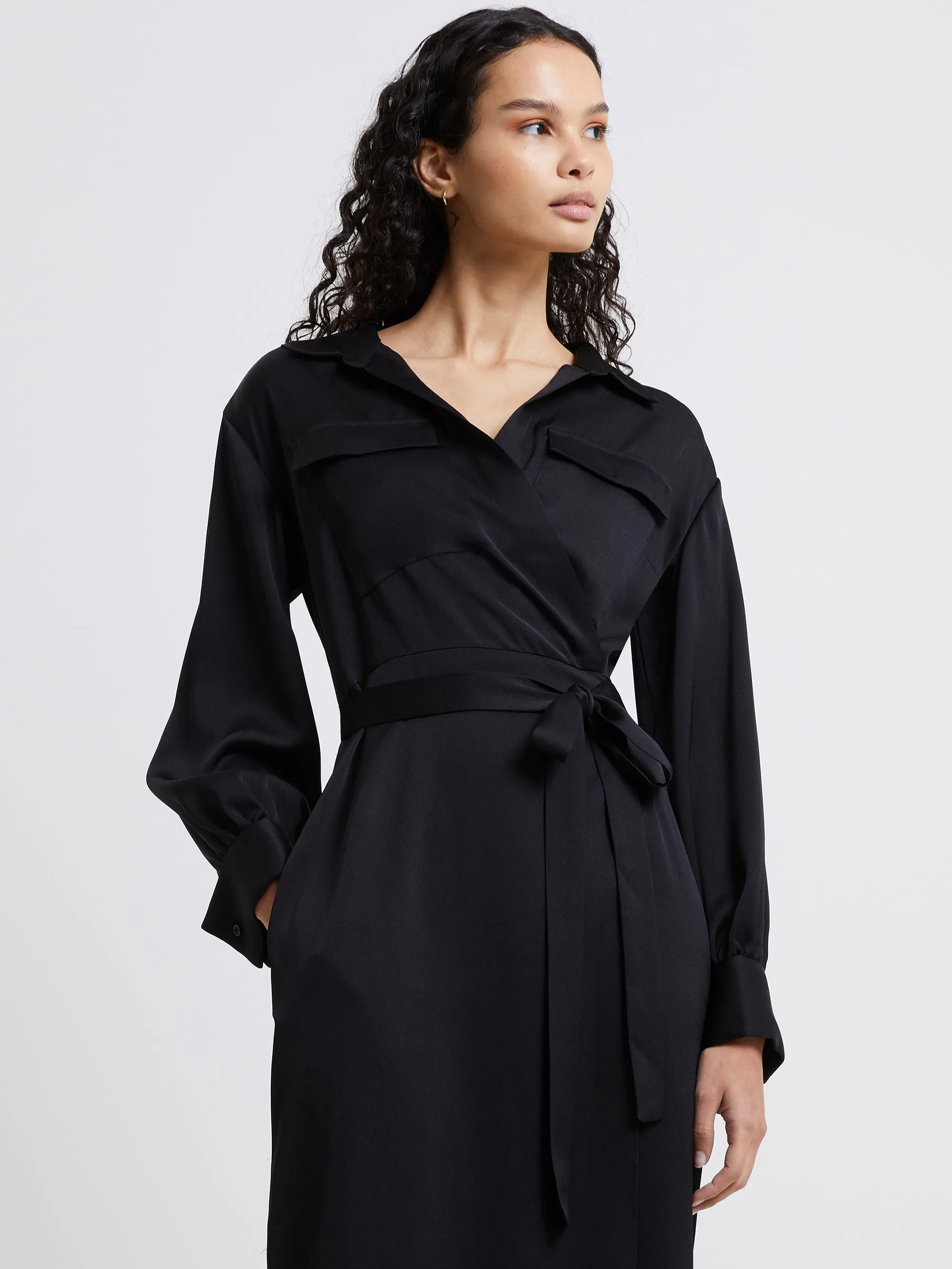 Harlow Recycled Satin Crossover Midi Dress