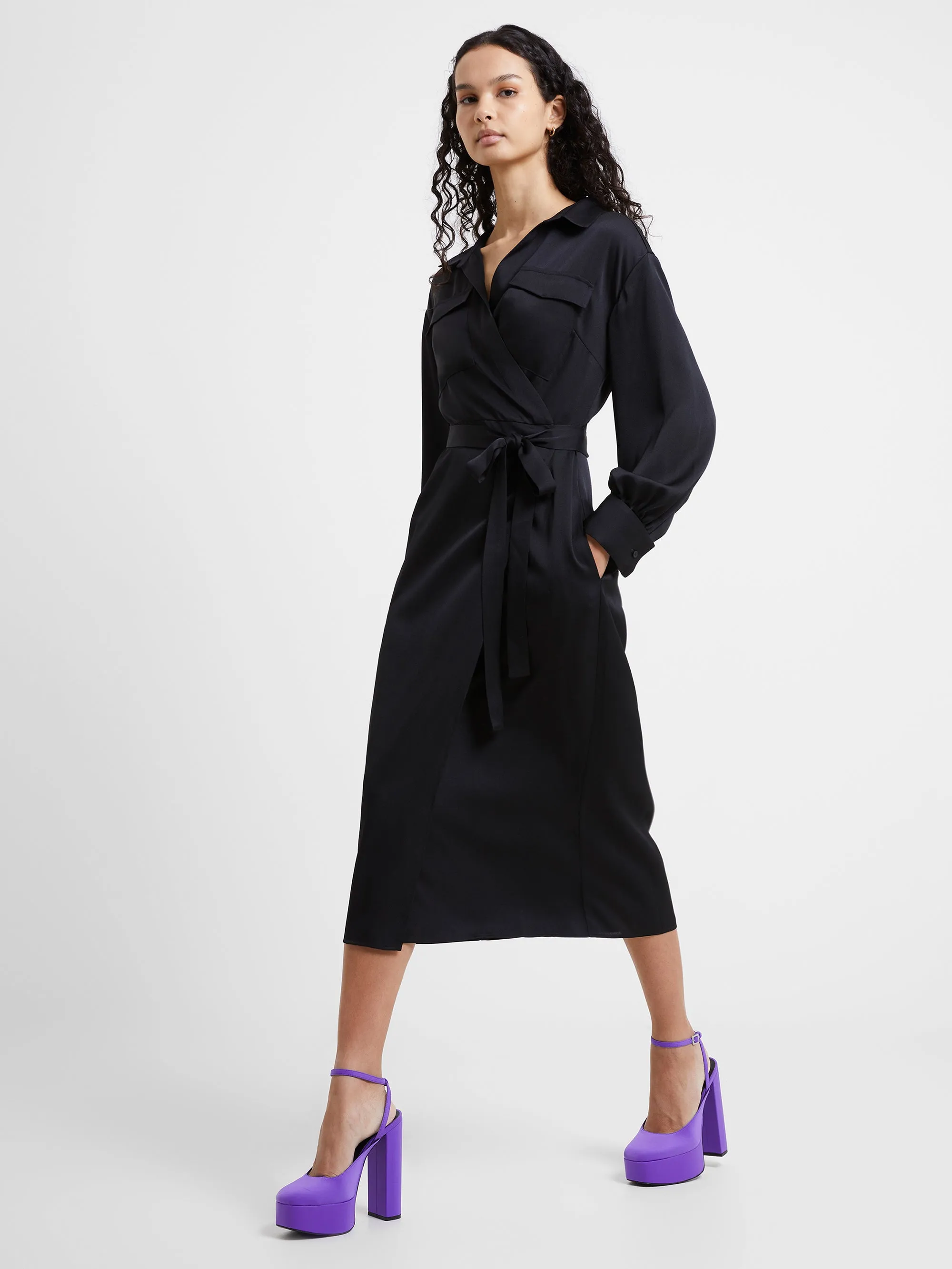 Harlow Recycled Satin Crossover Midi Dress