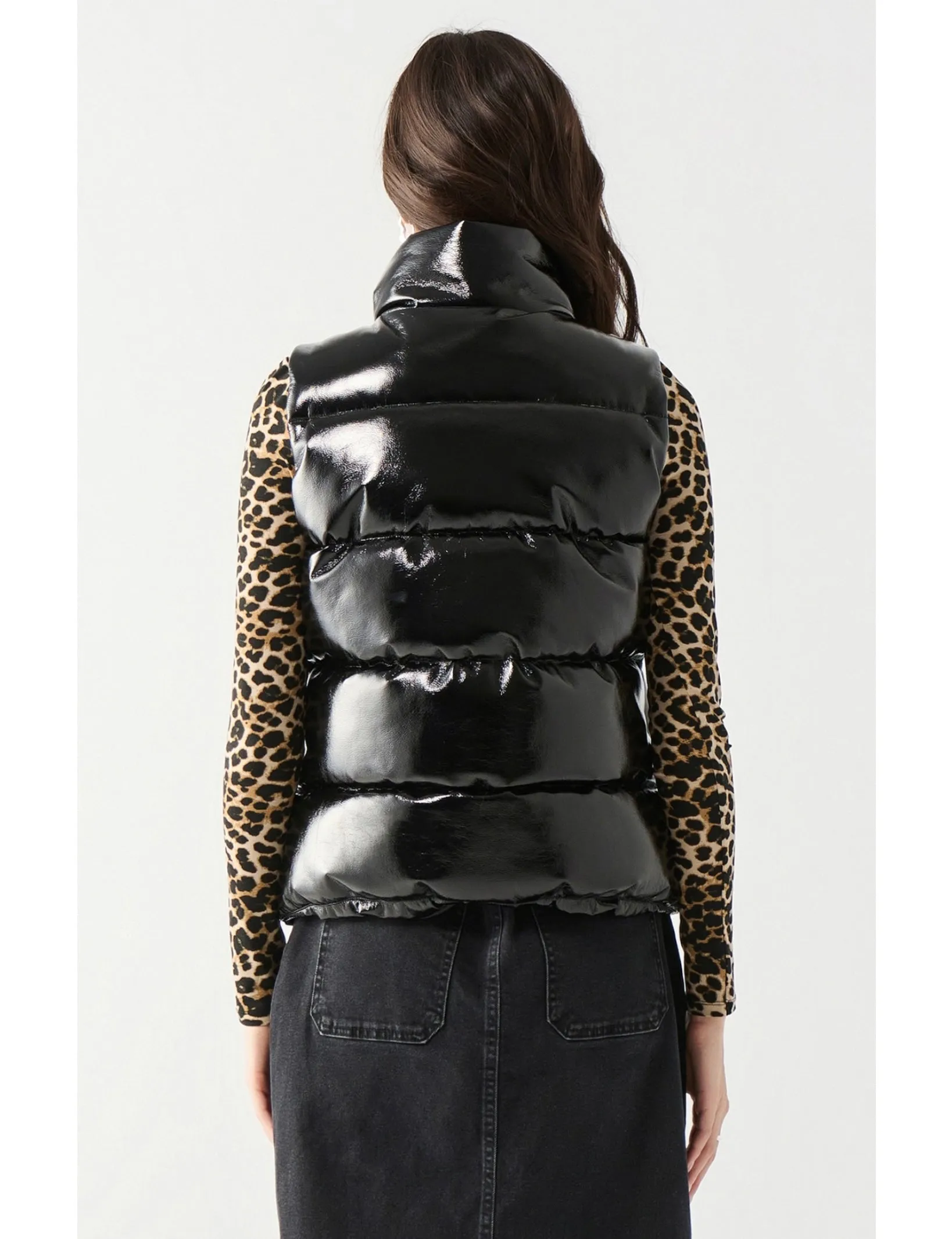 Hooded Faux Leather Vest
