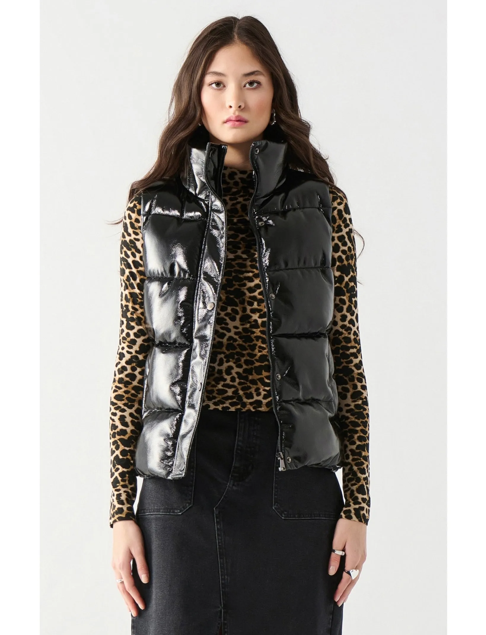 Hooded Faux Leather Vest