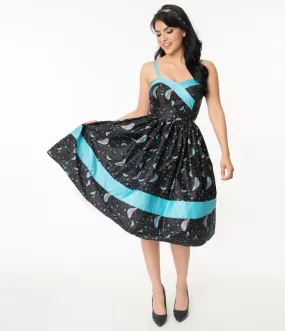Jetsons x Unique Vintage Retro Cosmic Logo Darienne Swing Dress