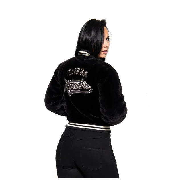 King Kerosin Queen Kerosin Fur College Lined Ladies Jacket Black