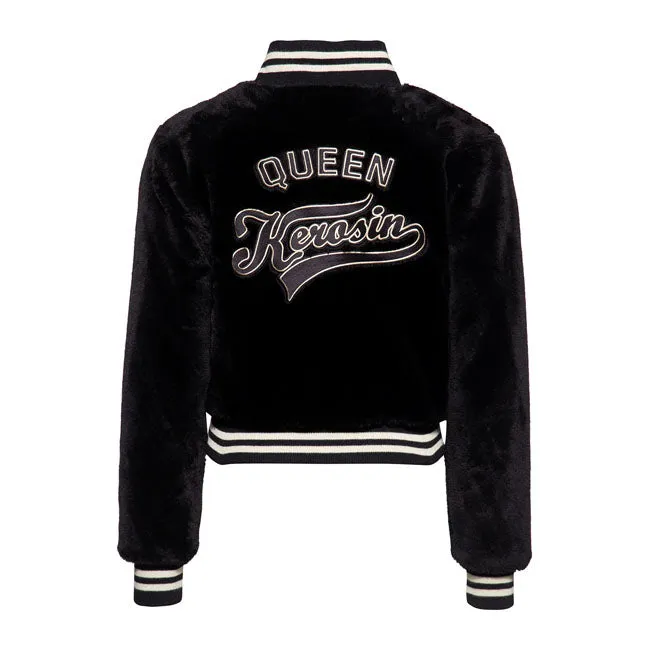 King Kerosin Queen Kerosin Fur College Lined Ladies Jacket Black