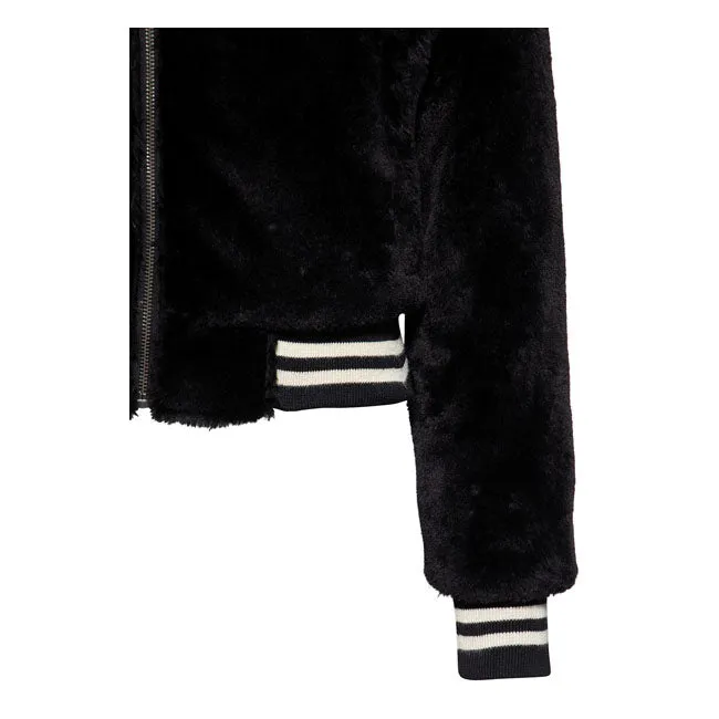 King Kerosin Queen Kerosin Fur College Lined Ladies Jacket Black