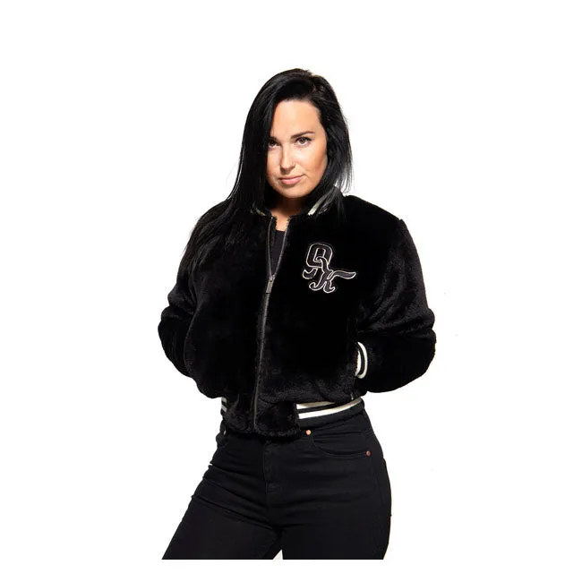 King Kerosin Queen Kerosin Fur College Lined Ladies Jacket Black