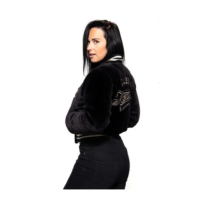 King Kerosin Queen Kerosin Fur College Lined Ladies Jacket Black